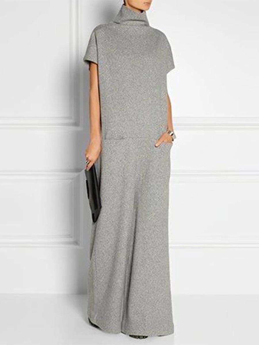 Women Formal Wear Zara - Freeacy Solid Grey Abito casual da