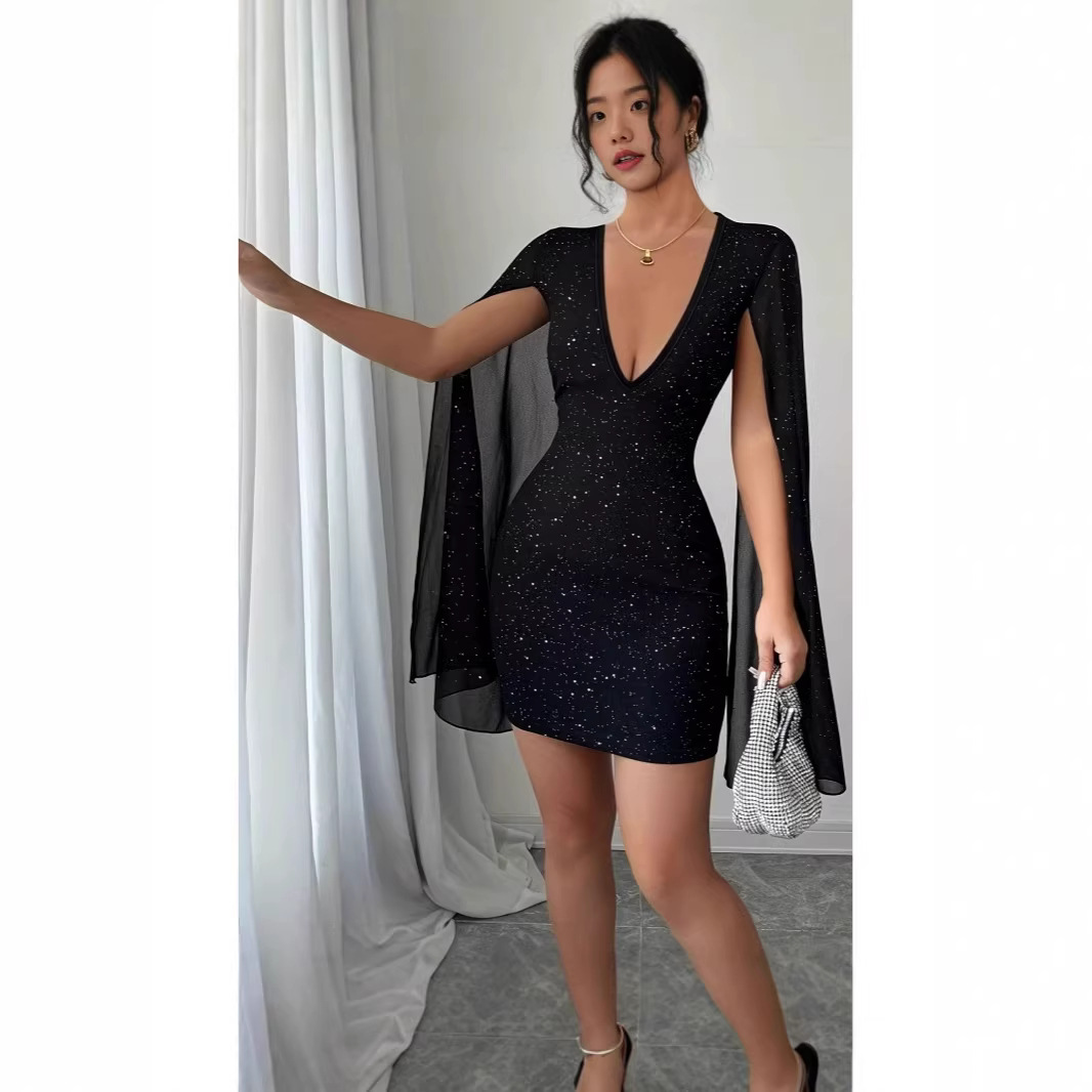 Women Formal Wear For Summer - Abito Midi Aderente con Scollo a