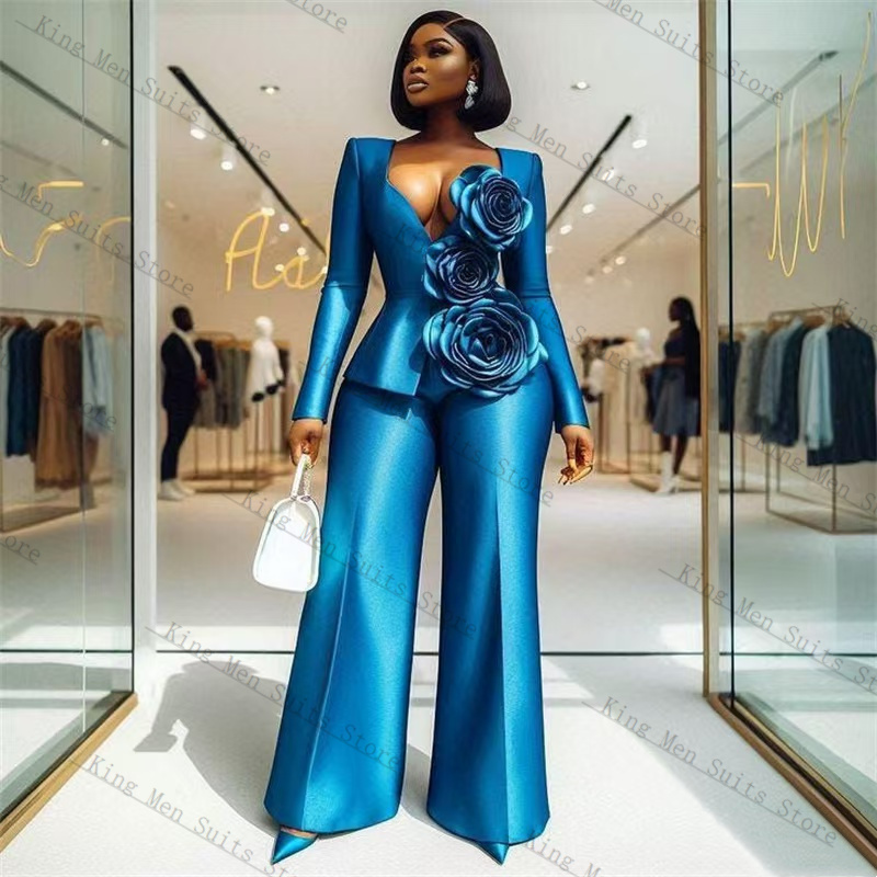 Women'S Formal Wear Tuxedo - Completo da Donna in Raso Blu