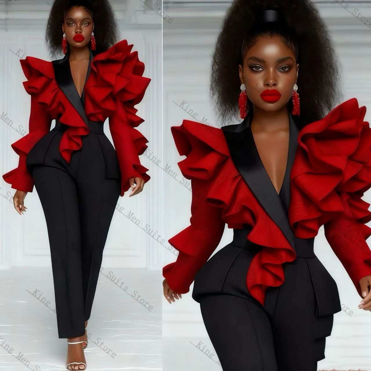 Abito da donna rosso nero Set  - Women'S Formal Wear Tuxedo recensione e prezzo
