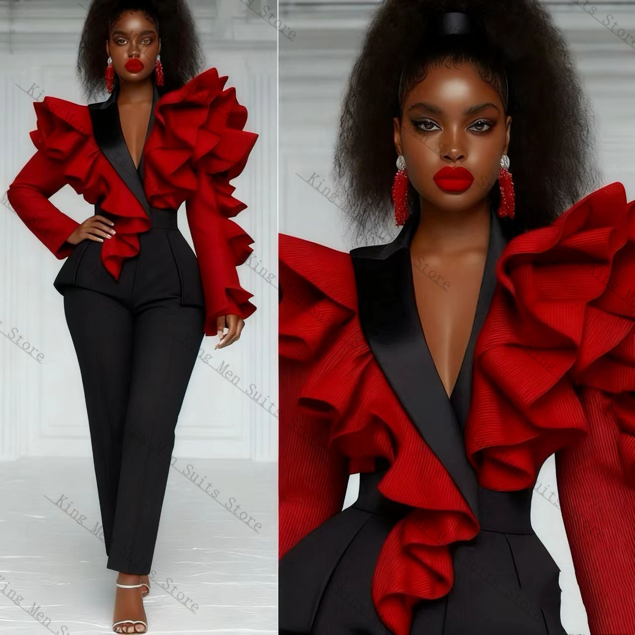Abito da donna rosso nero Set  - Women'S Formal Wear Tuxedo recensione e prezzo