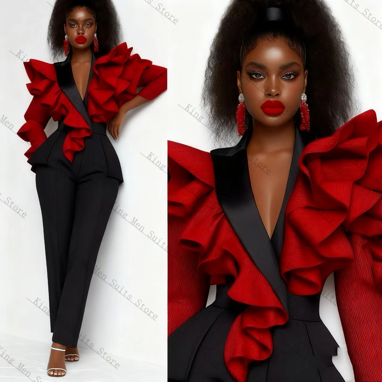 Abito da donna rosso nero Set  - Women'S Formal Wear Tuxedo recensione e prezzo