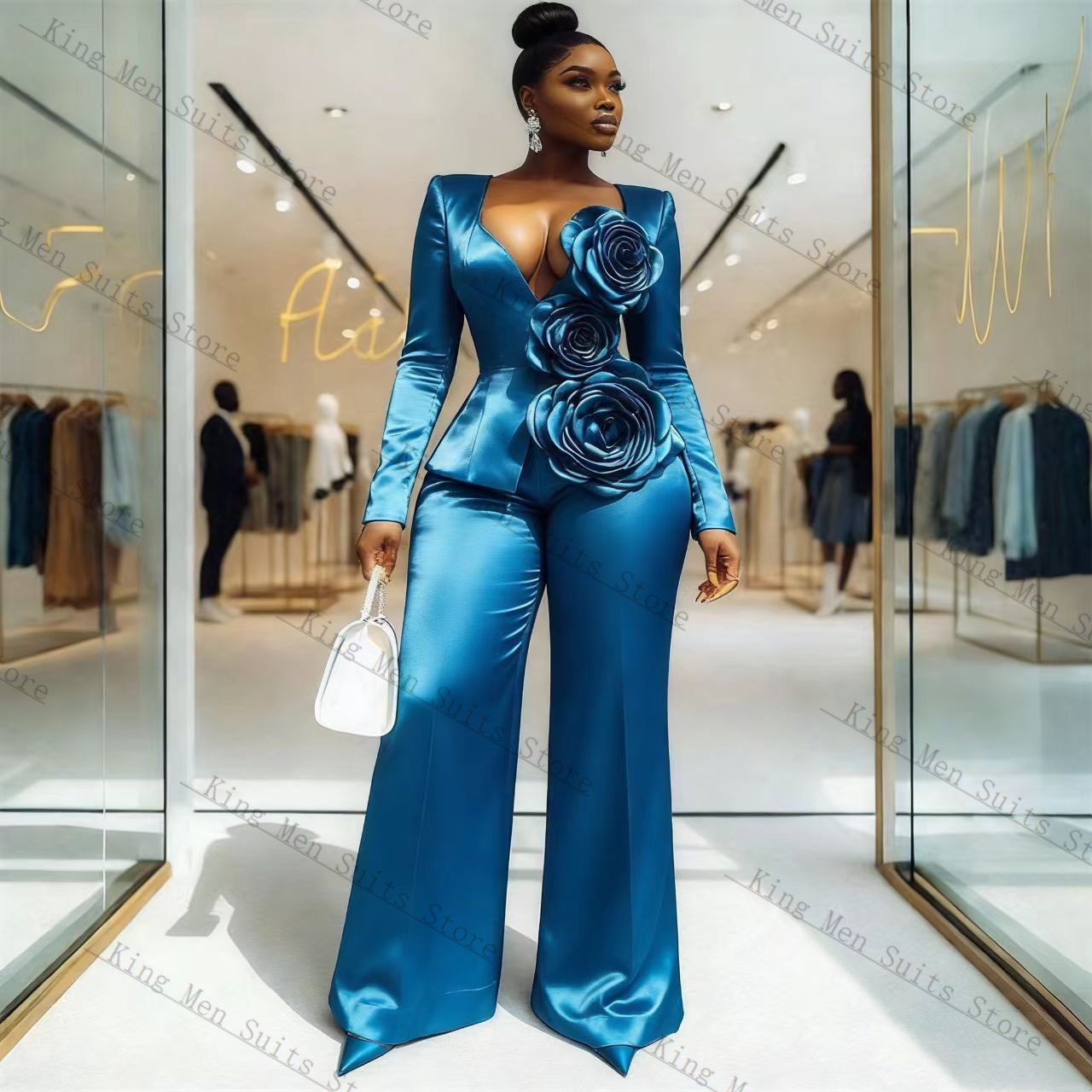 Completo da Donna in Raso Blu  - Women'S Formal Wear Tuxedo recensione e prezzo