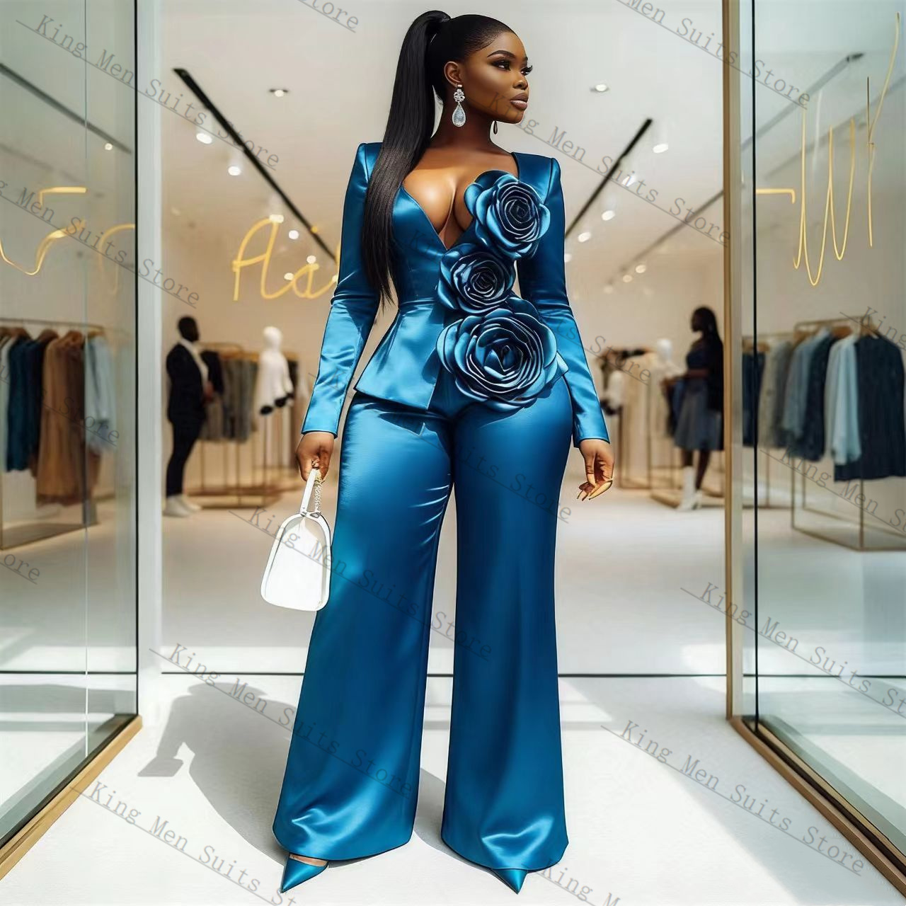 Completo da Donna in Raso Blu  - Women'S Formal Wear Tuxedo recensione e prezzo